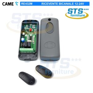 CAME RE432M - Ricevitore bicanale da esterno 12-24V 433,92MHz + 2 Radiocomandi TOP42